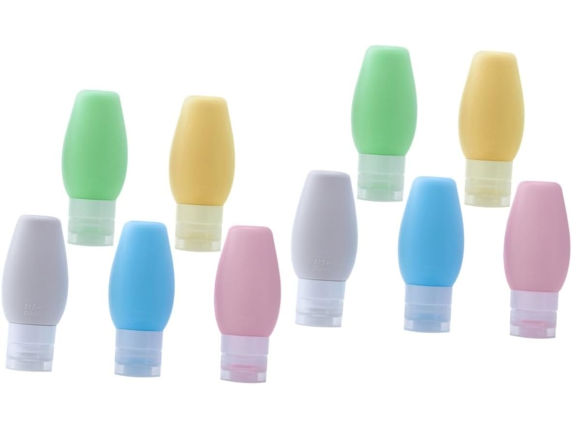 Conjunto De 10 Frascos De Silicone Reutilizáveis, Dispensadores Portáteis De Cosméticos Para Loção E