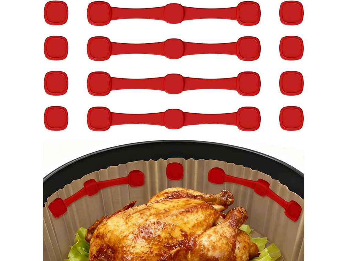 Ímãs Para Suporte De Papel Na Fritadeira Elétrica, Pacote Com 12 Fixar Manteiga Acessórios Magnéticos Silicone Sem Bpa (vermelho)