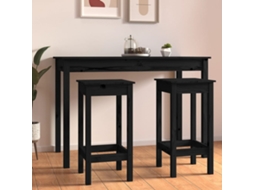 Vidaxl Cadeiras De Bar 2 Pcs 40x40x78 Cm Madeira De Pinho Maciça Preto