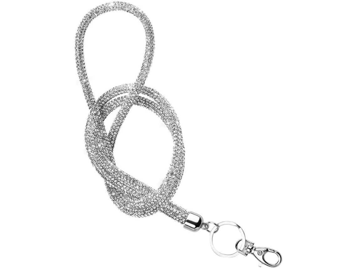 Pulseira Annome Com Alça Para Celular, Corrente Transversal E Porta Crachá, Elegante, Con Fivela De Metal E Strass