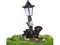 Estátua De Cachorro Com Luz Solar Estátua Para Exterior Com Lanterna Solar, Escultura Colecionável Gokoco