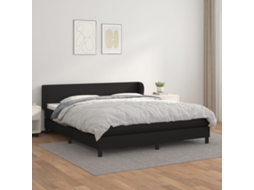 Vidaxl Cama Com Molas/colchão 160x200 Cm Couro Artificial Preto