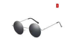 Óculos de sol retrô vintage redondos com armação circular de metal e óculos de sol casuais para casa.