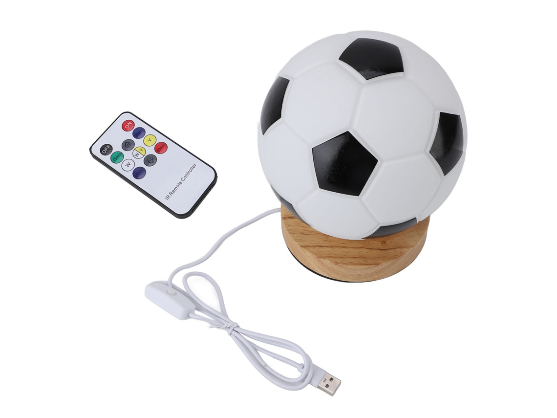 Luz Noturna de Futebol 3D com Controle Remoto e Temporizador, Lâmpada de Mesa Suave
