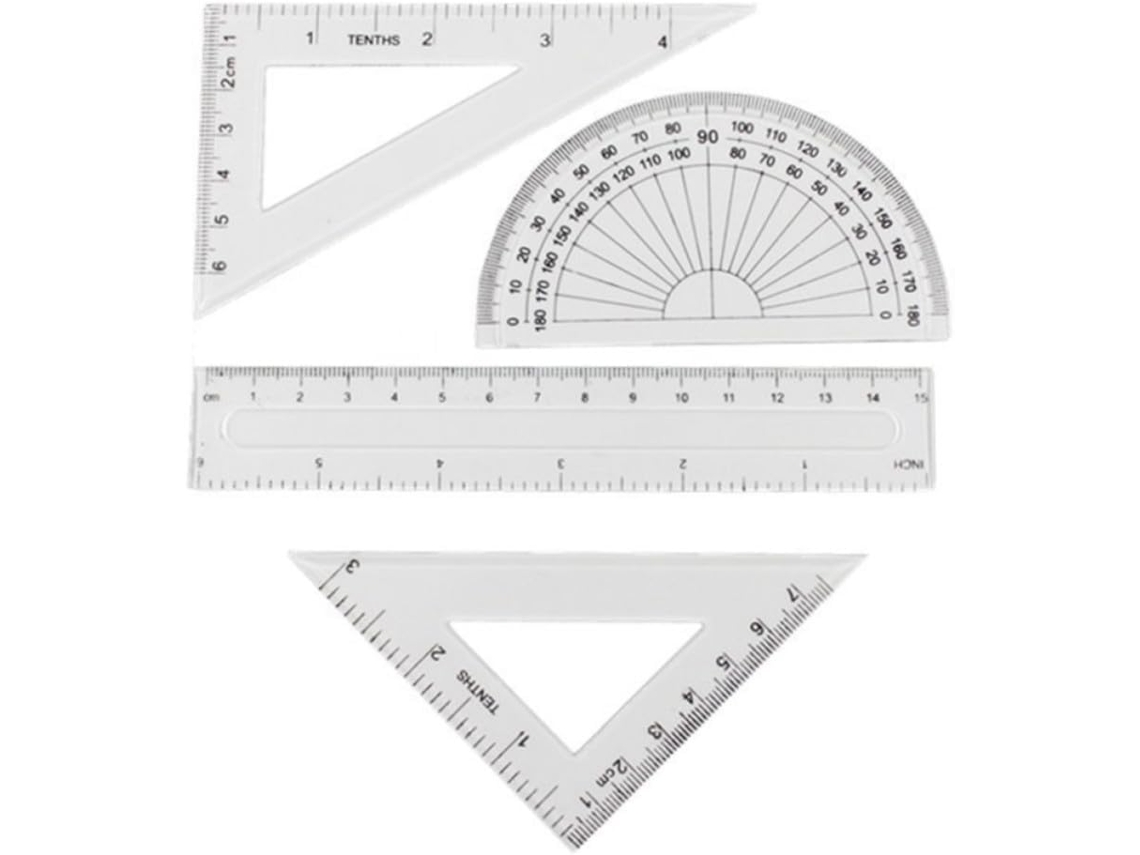 Conjunto de 4 peças Régua de plástico transparente de 15 cm, práticas para transferência e fáceis de transportar.