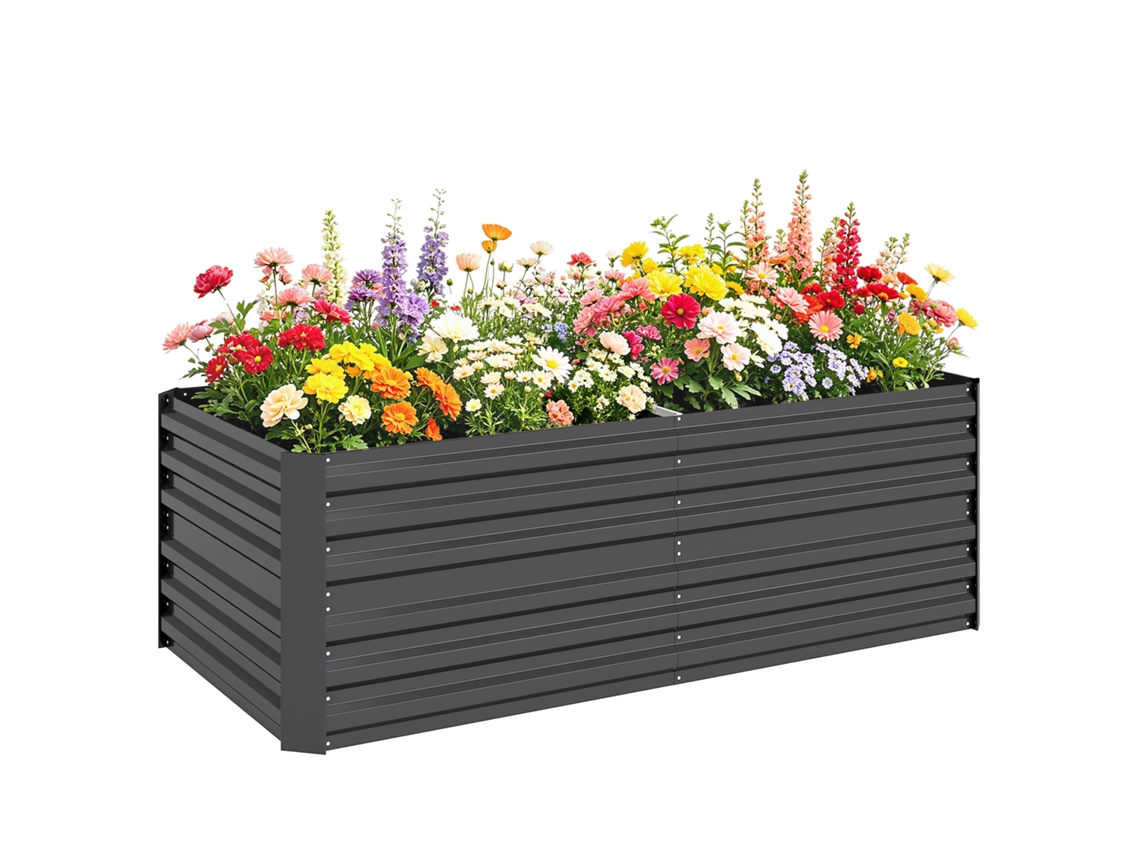Hortina Quadrada Retangular com Tubos de Reforço em Aço Galvanizado de 180 X 90 X 59 Cm Ge