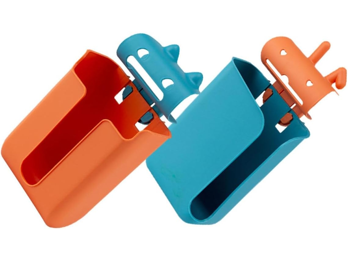 Caixa De Lixo Multifuncional Supvox 2 Peças, Armazenamento De Plástico Removível, Cores Laranja E Azul, Design Para