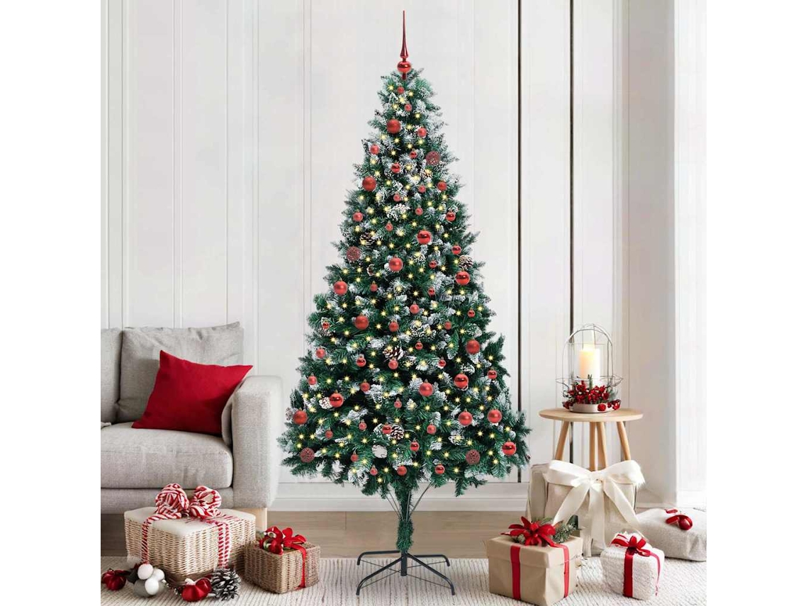 Vidaxl Árvore De Natal Artificial Verde 210 Cm Pvc, Aço E Plástico