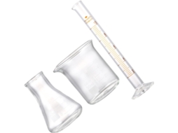 Béquer De 50 Ml, Frasco Erlenmeyer De 50 Ml, Proveta Graduada De 10 Ml Em Vidro Transparente.