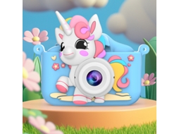 Câmera Infantil de Desenho Animado Hd com Duas Câmeras (cartão de Memória Não Incluído) YUNZII (unicórnio, Azul)
