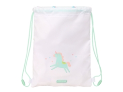 Mochila Sack com Cordões Safta Unicorn Bege 26 x 34 x 1 cm