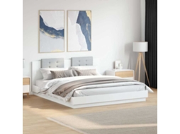 Vidaxl Estrutura Cama C/ Cabeceira 160x200 Cm Derivados Madeira Branco