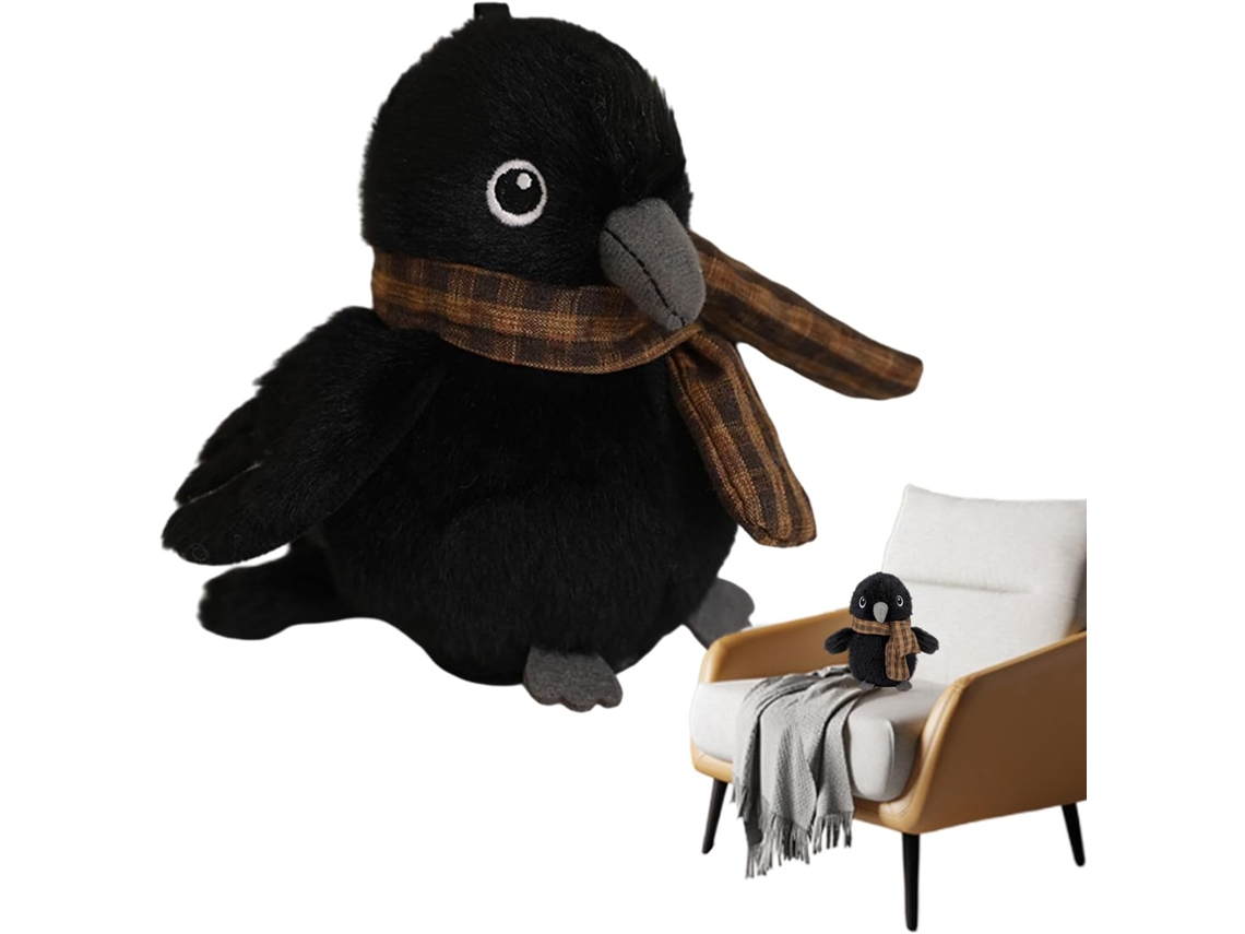 Cachecol De Pelúcia Corvo, Decoração Fofa Animal, Pássaro Macio.