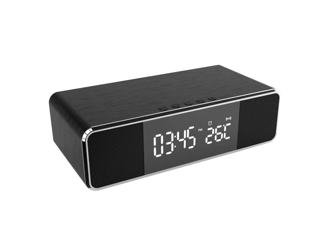 Caixa de Som Bluetooth EOOCOO (carregamento Sem Fio, Função de Relógio alarme)