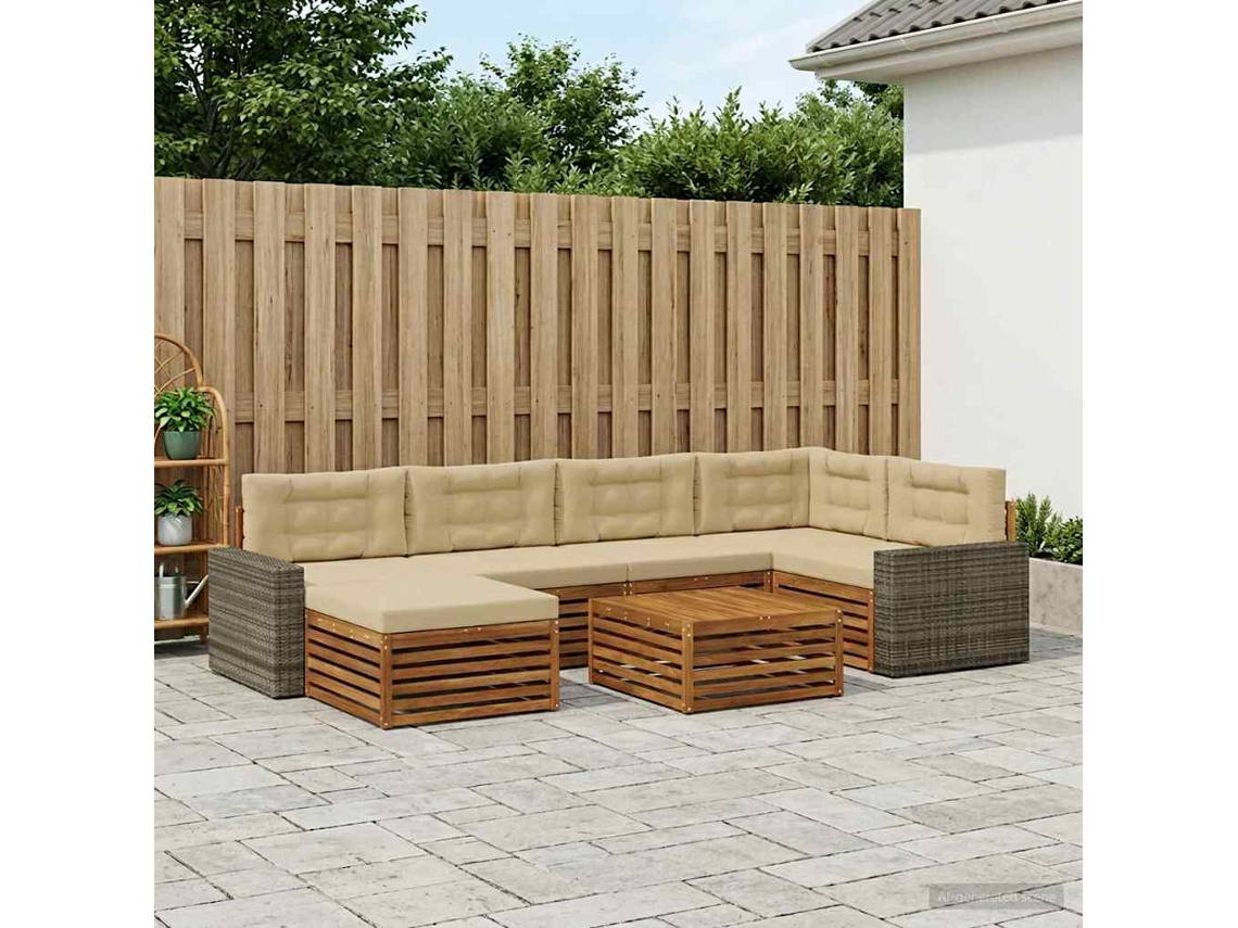 Vidaxl Conjunto De Sofás Para Exterior 7 Unid. Natural E Bege