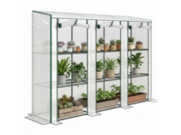 Estufa De Jardim Com Prateleiras De 3 Níveis, Para Varanda, 3 Portas De Enrolar Com Zíper, 215 X 46 X 151 Cm, Branca