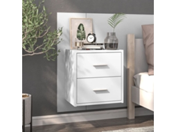 Vidaxl Mesa De Cabeceira Montagem Na Parede Branco Brilhante