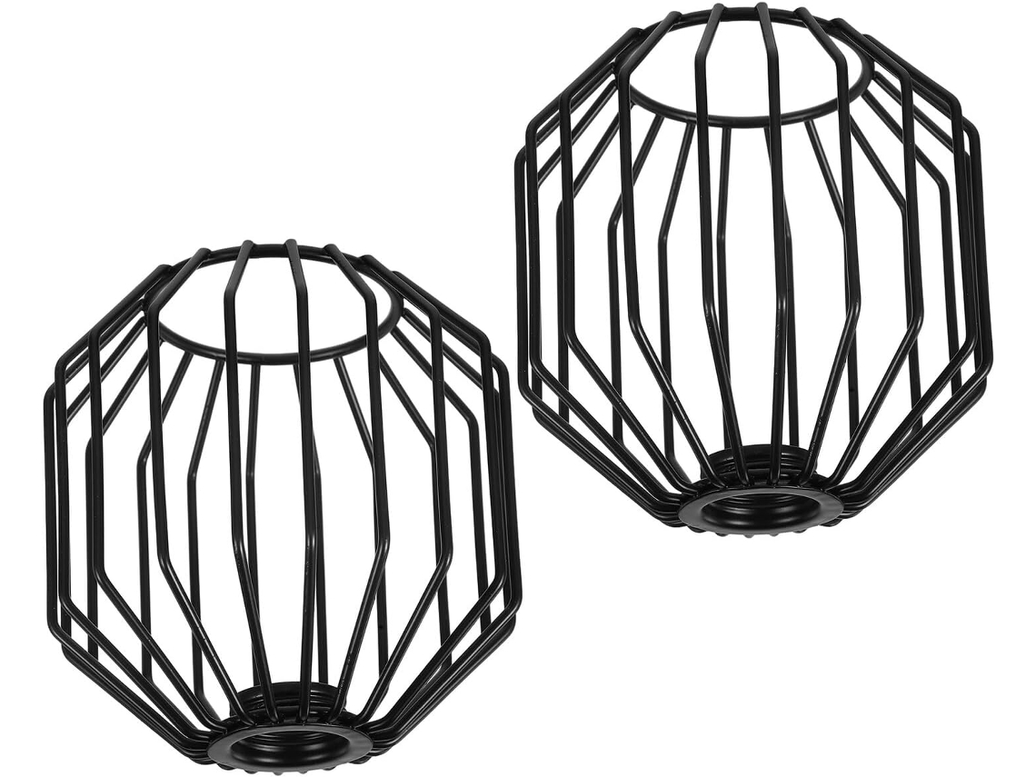 Conjunto De 2 Abajures Pendentes Em Metal Estilo Gaiola De Ferro Preto, Design Industrial Vintage Pa Gokoco
