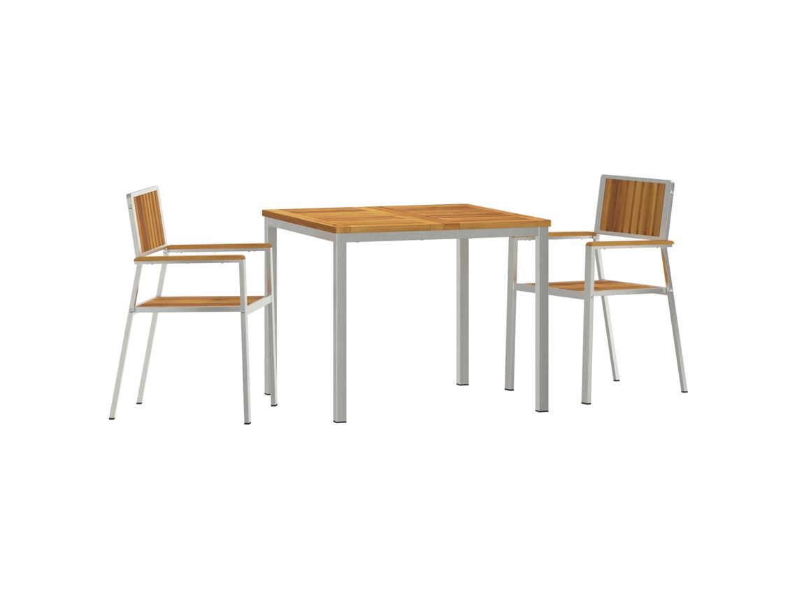 Conjunto 3 Jantar Ao Ar Livre Vidaxl Castanho Madeira De Acácia Maciça (90 X 90 X 75 Cm)