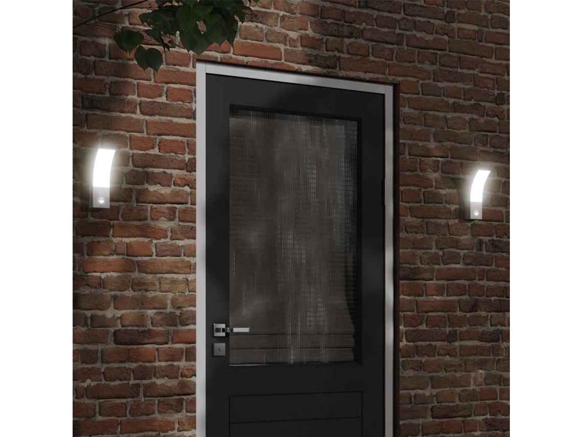 Vidaxl Candeeiros Parede Led Exterior C/ Sensor 2 Pcs Alumínio Branco