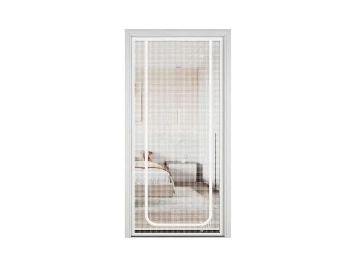 Cortina De Proteção Contra Insetos E Gatos, Tecido De Malha Reforçada Com Nanorrevestimento, Zíper Bidirecional, Branca, 90x210 Cm