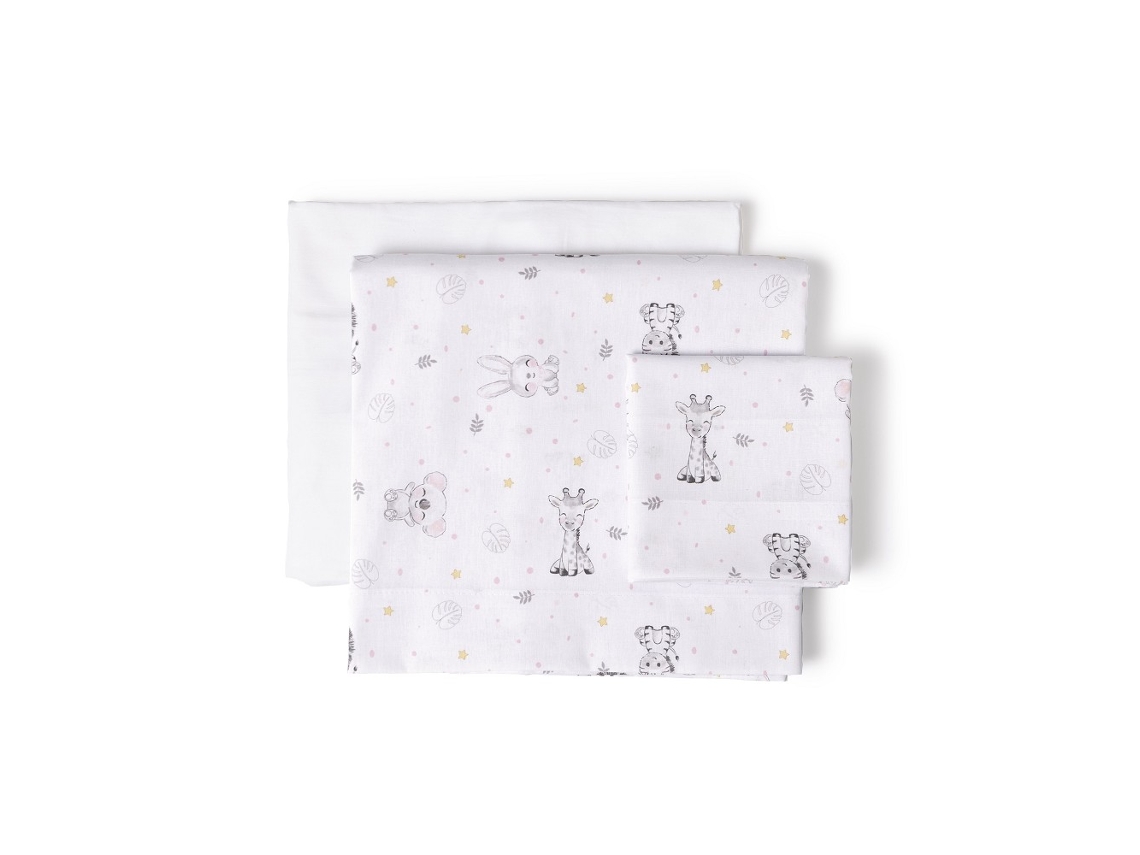 Jogo 3pcs Berço Algodão Koala Rosa