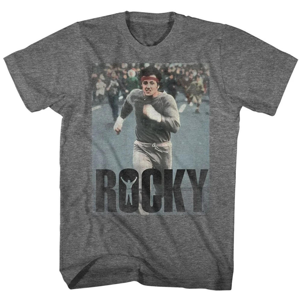 Rockinstone Rocky Movie Am Doing A Run Heather Graphite Adult T-shirt Size:m