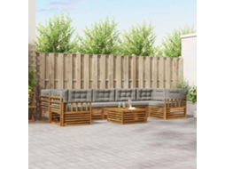 Vidaxl Conjunto De Sofás Para Exterior 8 Unid. Cinza Natural E Claro