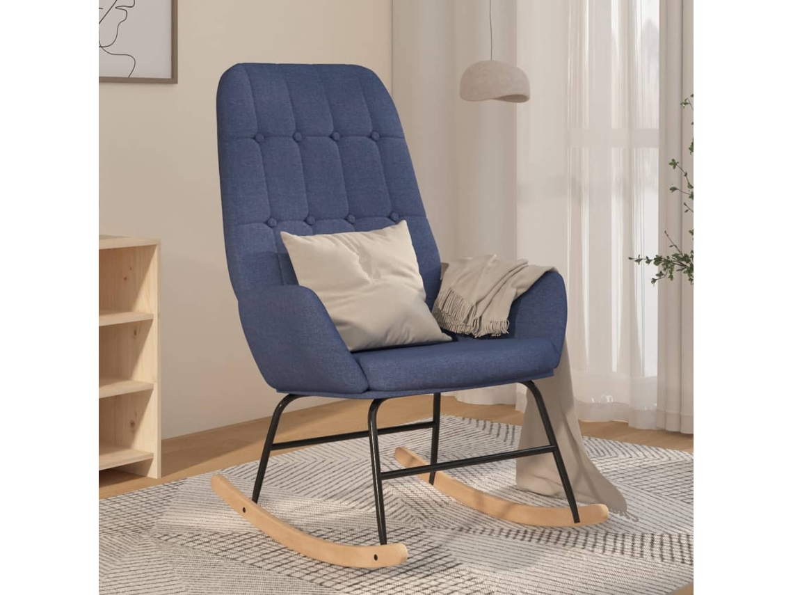 Vidaxl Cadeira De Baloiço Tecido Azul