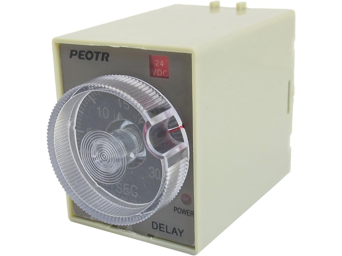 St3pf Relé de Temporização Dc 24v 8 Pinos com Retardo Desligamento 30s para Tempo Cinza CHABERLU