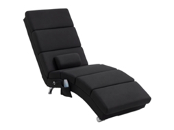 Sofá ergonômico de relaxamento com massagem e aquecimento, controlado por controle remoto, 56 x 168 x 84 cm, preto.