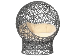 Cesta Elevada com Nicho Aconchegante e Corda Roxa, 50x50x60cm, Almofada Creme