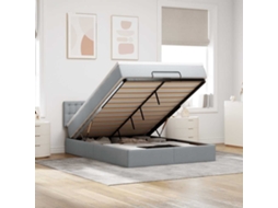 Vidaxl Cama Otomana com Colchão 140x190 Cm Tecido Cinzento Claro