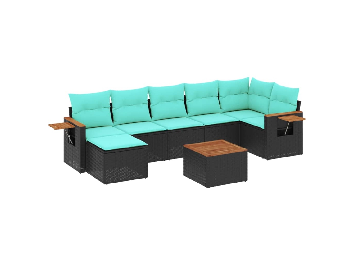 Conjunto de 8 Sofás P/ Jardim C/ Almofadões Vime Pe Preto MAISON EXCLUSIVE (8 pcs)