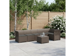 Vidaxl Sofá De Jardim Para 6 Pessoas Com Almofadas Aparência De Rattan