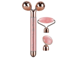 Rodillo de Jade Elétrico 3 em 1 Masajeador Facial 3d, Quartzo Rosa GOKOCO