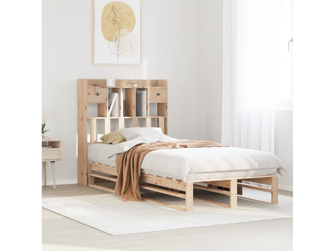 Cama Com Estante Sem Colchão 90x200 Cm Pinho Maciço