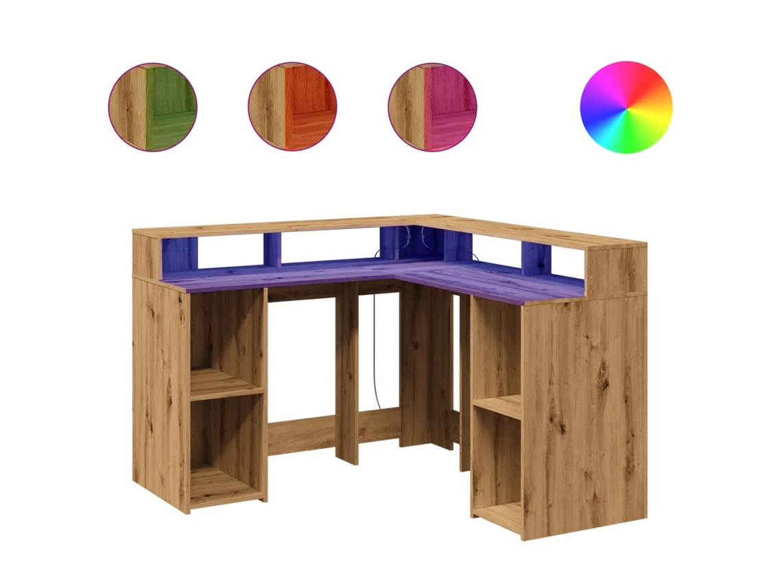 Desk, Desks Vidaxl Marrom Madeira Processada (130 X 130 X 91 Cm)