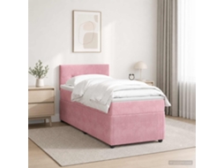 Vidaxl Cama Box Spring Com Colchão Rosa 90 X 200 Cm Veludo
