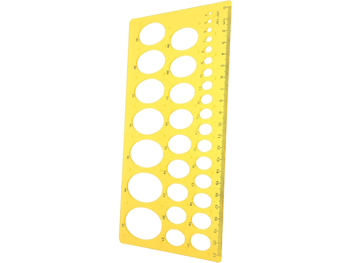 Régua geométrica de plástico laranja com medidas fracionárias para projetos técnicos e arquitetônicos, ideal para