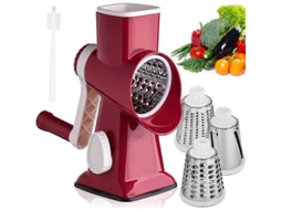 Ralador De Queijo Manual Rotativo, Fatiador Com 3 Lâminas Intercambiáveis ​​e Base Ventosa, Cortador Legumes Multifuncional Para C Aquaforge