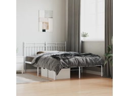 Vidaxl Estrutura De Cama Com Cabeceira 140x200 Cm Metal Branco