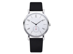 Reloj De Pulsera Casual Simple Para Hombre De Cuero Pu Número Cuarzo (negro Blanco)