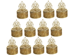 Kichouse Conjunto De 12-caixas Doces Vazadas Em Plástico Dourado, Estilo Europeu, Caixas Para Festas E Casamentos