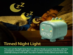 Lurelia Despertador Infantil Com Motivo Dinossauro Com Recarregável Usb, Rgb Para Crianças