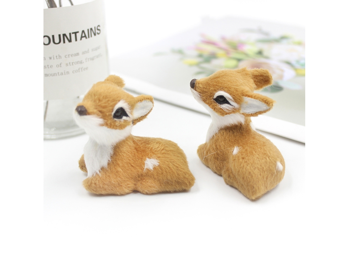 Simulation Deer Ornament (brown Small Lying Deer, Christmas Cute Style) Eoocoo