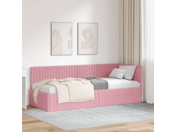 Vidaxl Estrutura De Cama De Canto Rosa 80 Cm X 200 Cm Veludo
