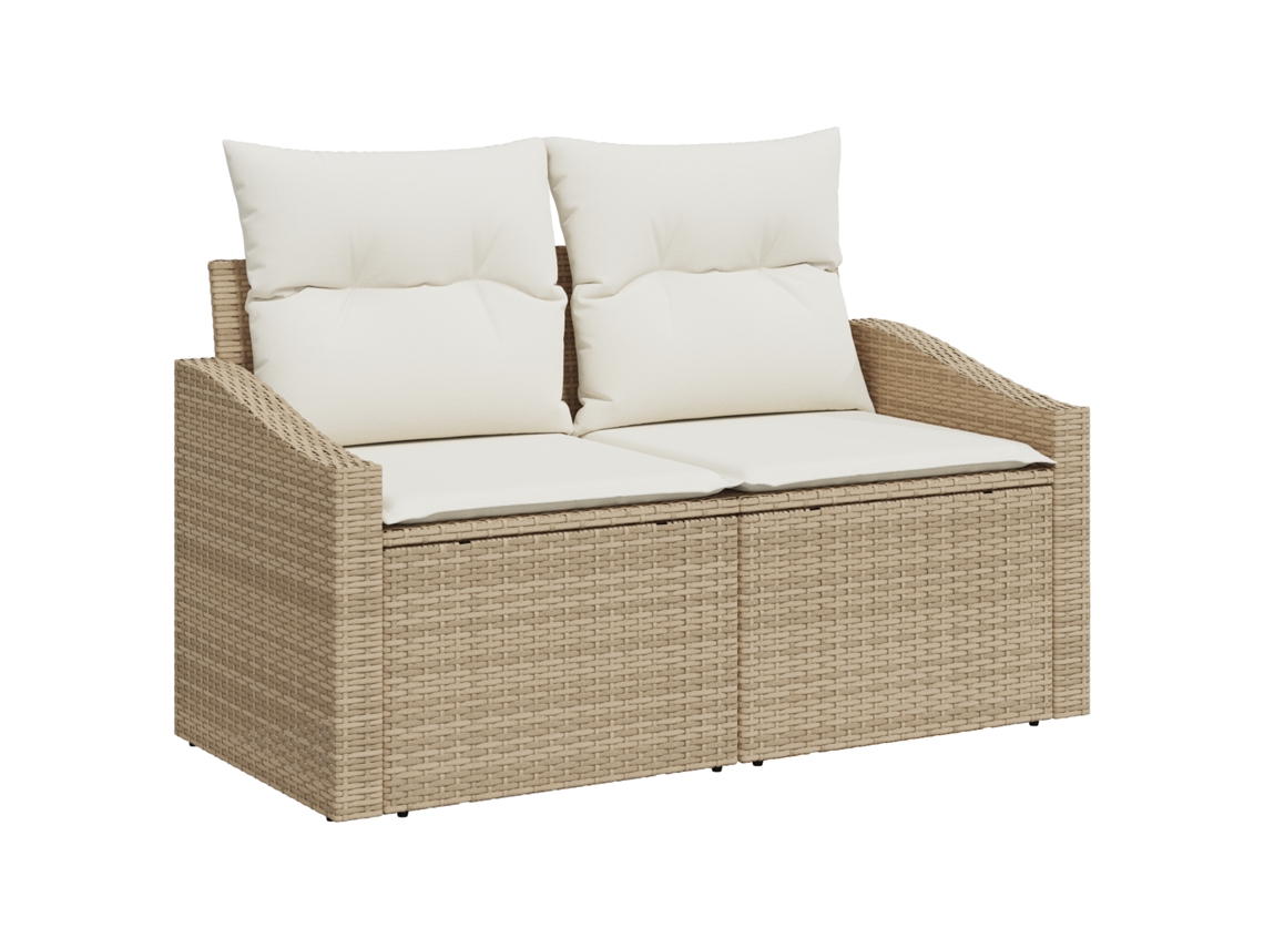 Conjunto 6 Conjunto De Sofá De Jardim Vidaxl Bege Vime Pe (55 X 55 X 37 Cm)