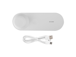 Carregador sem fio 3 em 1 para telefone e relógio com luz noturna