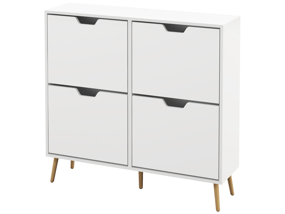 Sapateira 4 Gavetas 16 Pares Com Prateleiras Ajustáveis, 95x26x95 Cm, Branco